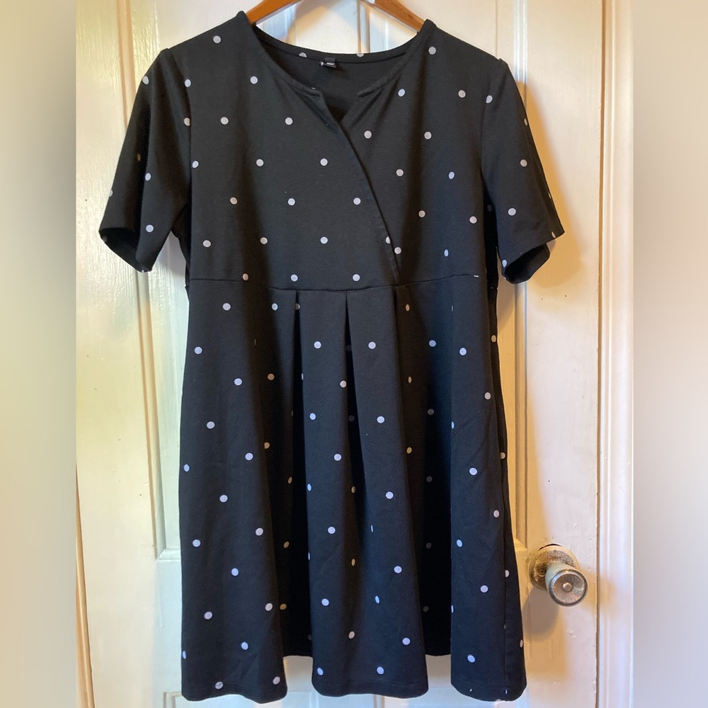 XL black w/ gray polka dot dress